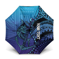 Personalised Polynesia Blue Marlin Fishing Umbrella Marlin Anchor Tattoo Polynesian Pattern