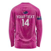 Custom New Zealand Silver Fern Rugby Long Sleeve Shirt Go Aotearoa - Pink Version