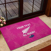 Custom New Zealand Silver Fern Rugby Rubber Doormat Go Aotearoa - Pink Version