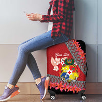 Personalised Tonga Language Week Luggage Cover Malo e Lelei Tongan Ngatu Pattern - Red LT14 - Polynesian Pride