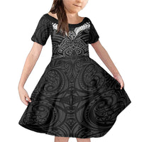 Kia Kaha Te Reo Maori Family Matching Mermaid Dress and Hawaiian Shirt Aotearoa Hei Tiki With Hongi