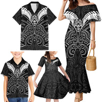 Kia Kaha Te Reo Maori Family Matching Mermaid Dress and Hawaiian Shirt Aotearoa Hei Tiki With Hongi