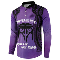 Personalised New Zealand Suffrage Day Button Sweatshirt Maori Tattoo Galaxy Vibe - Polynesian Pride