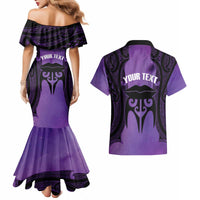 Personalised New Zealand Suffrage Day Couples Matching Mermaid Dress and Hawaiian Shirt Maori Tattoo Galaxy Vibe - Polynesian Pride