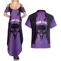 Personalised New Zealand Suffrage Day Couples Matching Summer Maxi Dress and Hawaiian Shirt Maori Tattoo Galaxy Vibe - Polynesian Pride