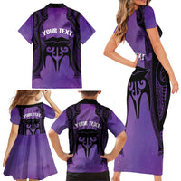 Personalised New Zealand Suffrage Day Family Matching Short Sleeve Bodycon Dress and Hawaiian Shirt Maori Tattoo Galaxy Vibe - Polynesian Pride