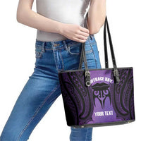Personalised New Zealand Suffrage Day Leather Tote Bag Maori Tattoo Galaxy Vibe - Polynesian Pride