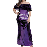 Personalised New Zealand Suffrage Day Off Shoulder Maxi Dress Maori Tattoo Galaxy Vibe - Polynesian Pride