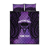 Personalised New Zealand Suffrage Day Quilt Bed Set Maori Tattoo Galaxy Vibe - Polynesian Pride