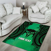 Personalised Moko Kauae New Zealand Area Rug Maori Chin Tattoo Green - Polynesian Pride