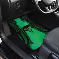 Personalised Moko Kauae New Zealand Car Mats Maori Chin Tattoo Green - Polynesian Pride