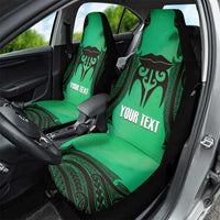 Personalised Moko Kauae New Zealand Car Seat Cover Maori Chin Tattoo Green - Polynesian Pride