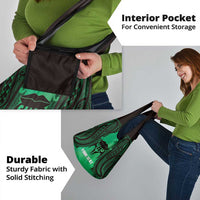 Personalised Moko Kauae New Zealand Grocery Bag Maori Chin Tattoo Green - Polynesian Pride