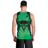 Personalised Moko Kauae New Zealand Men Tank Top Maori Chin Tattoo Green - Polynesian Pride