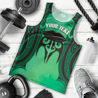 Personalised Moko Kauae New Zealand Men Tank Top Maori Chin Tattoo Green - Polynesian Pride