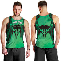 Personalised Moko Kauae New Zealand Men Tank Top Maori Chin Tattoo Green - Polynesian Pride