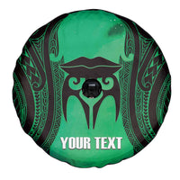Personalised Moko Kauae New Zealand Spare Tire Cover Maori Chin Tattoo Green - Polynesian Pride