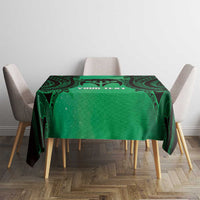 Personalised Moko Kauae New Zealand Tablecloth Maori Chin Tattoo Green - Polynesian Pride