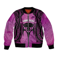Personalised Moko Kauae New Zealand Bomber Jacket Maori Chin Tattoo Pink - Polynesian Pride
