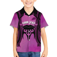 Personalised Moko Kauae New Zealand Family Matching Puletasi and Hawaiian Shirt Maori Chin Tattoo Pink - Polynesian Pride