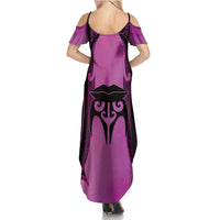 Personalised Moko Kauae New Zealand Family Matching Summer Maxi Dress and Hawaiian Shirt Maori Chin Tattoo Pink - Polynesian Pride