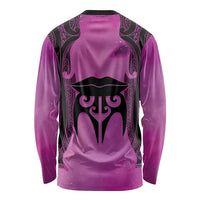 Personalised Moko Kauae New Zealand Long Sleeve Shirt Maori Chin Tattoo Pink - Polynesian Pride