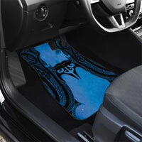 Personalised Moko Kauae New Zealand Car Mats Maori Chin Tattoo Blue - Polynesian Pride