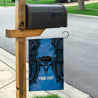 Personalised Moko Kauae New Zealand Garden Flag Maori Chin Tattoo Blue - Polynesian Pride