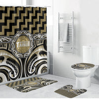 Aotearoa Waikato Tainui Bathroom Set Maori Iwi Poutama Puhoro Tattoo LT14 Bathroom Set (4 pcs) Old Yellow - Polynesian Pride