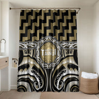 Aotearoa Waikato Tainui Bathroom Set Maori Iwi Poutama Puhoro Tattoo LT14 Shower Curtain Only Old Yellow - Polynesian Pride
