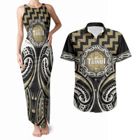 Aotearoa Waikato Tainui Personalised Couples Matching Tank Maxi Dress and Hawaiian Shirt Maori Iwi Poutama Puhoro Tattoo LT14 Old Yellow - Polynesian Pride