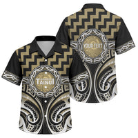 Aotearoa Waikato Tainui Personalised Family Matching Long Sleeve Bodycon Dress and Hawaiian Shirt Maori Iwi Poutama Puhoro Tattoo LT14 Son's Shirt Old Yellow - Polynesian Pride