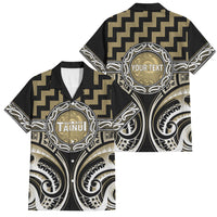 Aotearoa Waikato Tainui Personalised Family Matching Summer Maxi Dress and Hawaiian Shirt Maori Iwi Poutama Puhoro Tattoo LT14 Dad's Shirt - Short Sleeve Old Yellow - Polynesian Pride