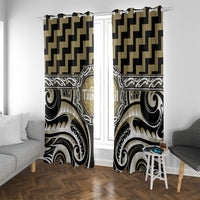 Aotearoa Waikato Tainui Window Curtain Maori Iwi Poutama Puhoro Tattoo LT14 With Grommets Old Yellow - Polynesian Pride
