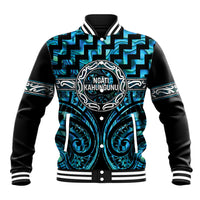 Aotearoa Ngati Kahungunu Personalised Baseball Jacket Maori Iwi Poutama Puhoro Tattoo LT14 Unisex Turquoise - Polynesian Pride