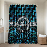 Aotearoa Ngati Kahungunu Bathroom Set Maori Iwi Poutama Puhoro Tattoo LT14 Shower Curtain Only Turquoise - Polynesian Pride