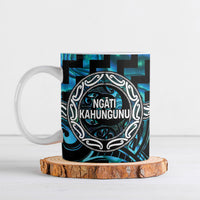 Aotearoa Ngati Kahungunu Personalised Ceramic Mug Maori Iwi Poutama Puhoro Tattoo LT14 Turquoise - Polynesian Pride