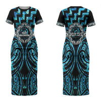 Aotearoa Ngati Kahungunu Personalised Couples Matching Short Sleeve Bodycon Dress and Hawaiian Shirt Maori Iwi Poutama Puhoro Tattoo LT14 - Polynesian Pride