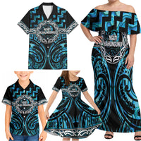 Aotearoa Ngati Kahungunu Personalised Family Matching Off Shoulder Maxi Dress and Hawaiian Shirt Maori Iwi Poutama Puhoro Tattoo LT14 - Polynesian Pride