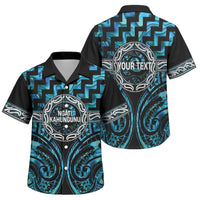 Aotearoa Ngati Kahungunu Personalised Family Matching Off Shoulder Maxi Dress and Hawaiian Shirt Maori Iwi Poutama Puhoro Tattoo LT14 Son's Shirt Turquoise - Polynesian Pride