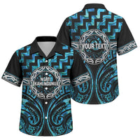 Aotearoa Ngati Kahungunu Personalised Family Matching Off Shoulder Short Dress and Hawaiian Shirt Maori Iwi Poutama Puhoro Tattoo LT14 Son's Shirt Turquoise - Polynesian Pride