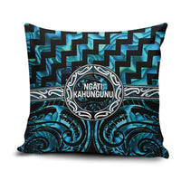 Aotearoa Ngati Kahungunu Pillow Cover Maori Iwi Poutama Puhoro Tattoo LT14 Turquoise - Polynesian Pride