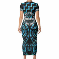 Aotearoa Ngati Kahungunu Personalised Short Sleeve Bodycon Dress Maori Iwi Poutama Puhoro Tattoo LT14 - Polynesian Pride
