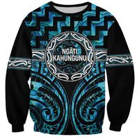 Aotearoa Ngati Kahungunu Personalised Sweatshirt Maori Iwi Poutama Puhoro Tattoo LT14 Unisex Turquoise - Polynesian Pride