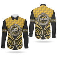 Aotearoa Ngati Whatua Personalised Couples Matching Short Sleeve Bodycon Dress and Long Sleeve Button Shirt Maori Iwi Poutama Puhoro Tattoo LT14 - Polynesian Pride