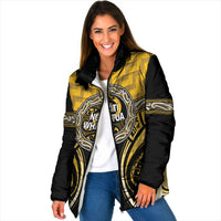 Aotearoa Ngati Whatua Personalised Padded Jacket Maori Iwi Poutama Puhoro Tattoo LT14 Women Yellow - Polynesian Pride