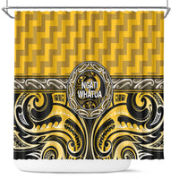 Aotearoa Ngati Whatua Shower Curtain Maori Iwi Poutama Puhoro Tattoo LT14 Yellow - Polynesian Pride