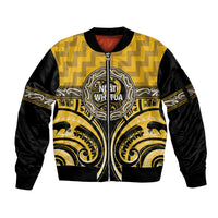 Aotearoa Ngati Whatua Personalised Sleeve Zip Bomber Jacket Maori Iwi Poutama Puhoro Tattoo LT14 Unisex Yellow - Polynesian Pride