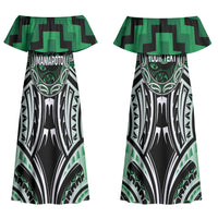 Aotearoa Ngati Maniapoto Personalised Couples Matching Off Shoulder Maxi Dress and Hawaiian Shirt Maori Iwi Poutama Puhoro Tattoo LT14 - Polynesian Pride