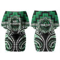 Aotearoa Ngati Maniapoto Personalised Couples Matching Off Shoulder Short Dress and Long Sleeve Button Shirt Maori Iwi Poutama Puhoro Tattoo LT14 - Polynesian Pride